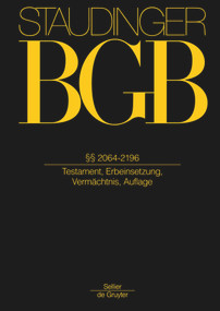 §§ 2064-2196 (Testament, Erbeinsetzung, Vermächtnis, Auflage) (German Edition) by Martin Avenarius, Gerhard Otte, 9783805912785