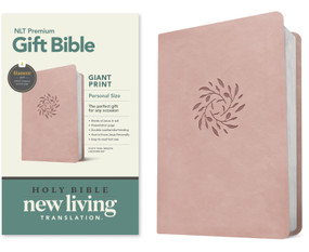 NLT Premium Gift Bible, Personal Size Giant Print, Filament Enabled (LeatherLike, Dusty Pink Wreath, Red Letter) by Tyndale, New Living Translation, 9798400523496