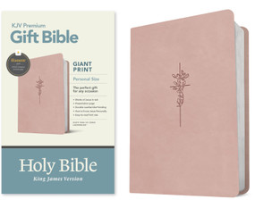 KJV Premium Gift Bible, Personal Size Giant Print, Filament Enabled (LeatherLike, Dusty Pink Ivy Cross, Red Letter) by Tyndale, 9798400523519