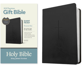 KJV Premium Gift Bible, Personal Size Giant Print, Filament Enabled (LeatherLike, Black Cross, Red Letter) by Tyndale, 9798400523526