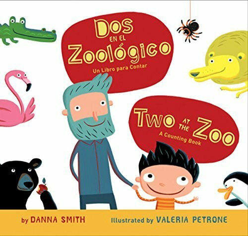 Dos en el zoologico/Two at the Zoo bilingual board book by Danna Smith, Valeria Petrone, 9780547581378