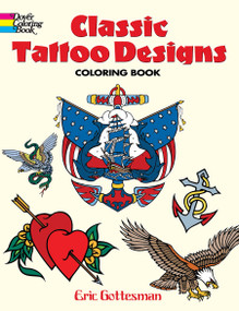 Classic Tattoo Designs Coloring Book by Eric Gottesman, Coloring Books for Adults, 9780486447599
