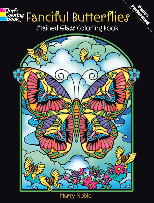 Fanciful Butterflies Stained Glass Coloring Book by Marty Noble, 9780486486499