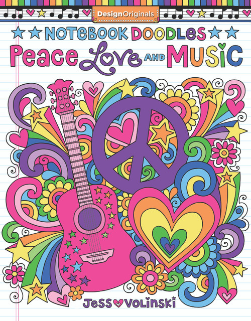 Notebook Doodles Peace, Love, and Music (Coloring & Activity Book) by Jess Volinski, 9781497200180