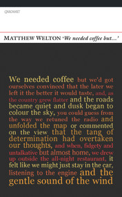 'We Needed Coffee But . . .' by Matthew Welton, 9781847770028