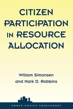 Citizen Participation In Resource Allocation by William Simonsen, Mark Robbins, 9780813368245