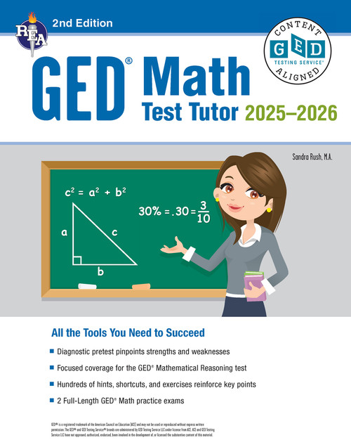 GED Math Test Tutor, For the 2025-2026 GED Test (Certified GED Aligned Prep) by Sandra Rush, 9780738612102