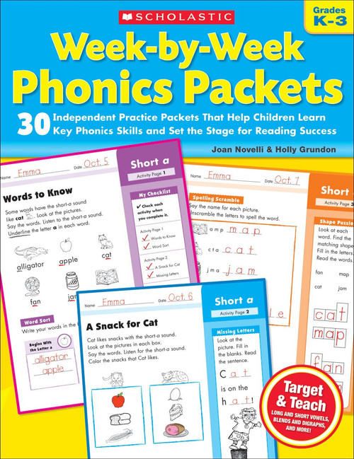Week-by-Week Phonics Packets (30 Independent Practice Packets That Help Children Learn Key Phonics Skills and Set the Stage for Reading Success) by Joan Novelli, Holly Grundon, 9780545223041