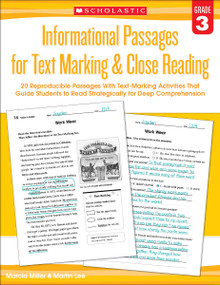 Informational Passages for Text Marking & Close Reading: Grade 3 by Marcia Miller, Martin Lee, 9780545793797
