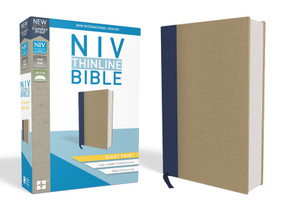 NIV, Thinline Bible, Giant Print, Cloth over Board, Blue/Tan, Red Letter Edition, Comfort Print by  Zondervan, 9780310448570