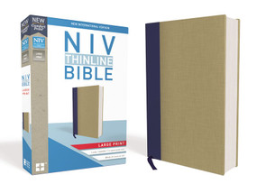 NIV, Thinline Bible, Large Print, Cloth over Board, Blue/Tan, Red Letter Edition, Comfort Print by  Zondervan, 9780310448303