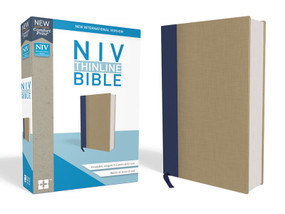 NIV, Thinline Bible, Cloth over Board, Blue/Tan, Red Letter Edition, Comfort Print by  Zondervan, 9780310448747