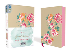 NIV, Journal the Word Bible for Teen Girls, Leathersoft over Board, Gold/Floral, Red Letter (Includes Over 450 Journaling Prompts!) by Zondervan, 9780310447931