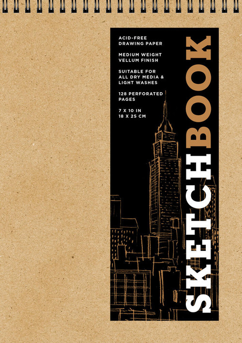 Sketchbook 7 x 10" Fliptop Landscape Kraft Spiral Hardcover Mixed Media Sketchbook for Drawing (Acid-Free Quality Paper (128 pages)) by Union Square & Co., 9781454931485