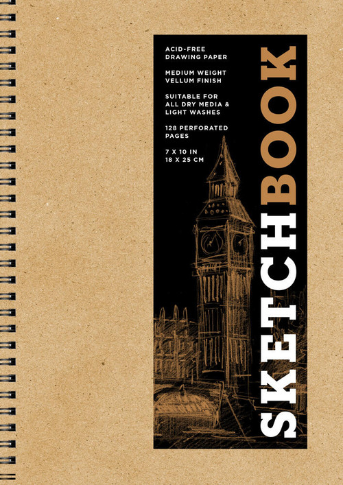 Sketchbook 7 x 10" Kraft Spiral Hardcover Mixed Media Sketchbook for Drawing (Acid-Free Quality Paper (128 pages)) by Union Square & Co., 9781454931492