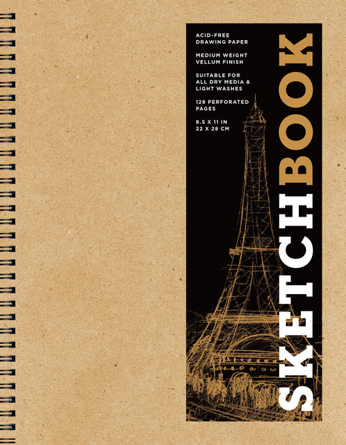 Sketchbook 8.5 x 11" Kraft Spiral Hardcover Mixed Media Sketchbook for Drawing (Acid-Free Quality Paper (128 pages)) by Union Square & Co., 9781454931478
