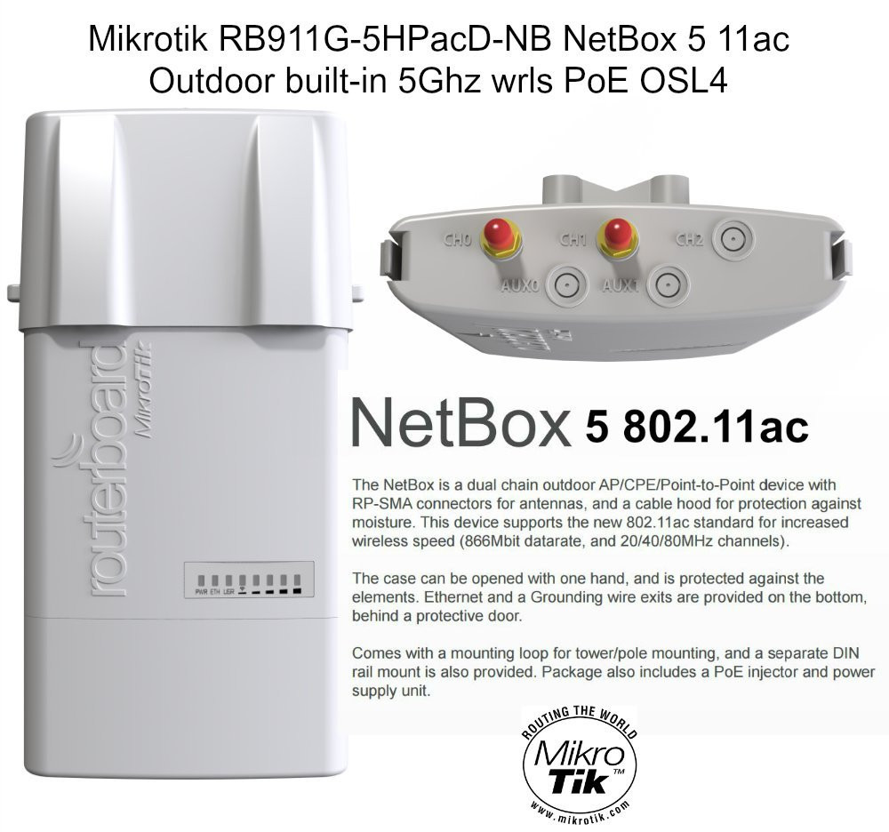 Mikrotik RB911G-5HPacD-NB NetBox-5 Wireless System 