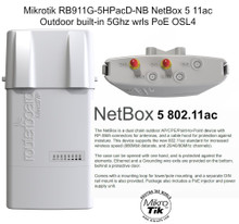 Mikrotik RB911G-5HPacD-NB, NetBox 5 outdoor built-in 5Ghz wrls 11ac PoE OSL4 (RB911G 5HPacD NB)