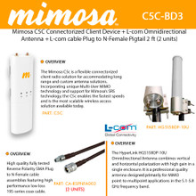 Mimosa Networks C5C Connectorized Client Device + L-com HG5158DP-10U Omnidirectional Antenna + L-com cable Plug to N-Female (2 UNITS)
