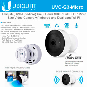 Ubiquiti Networks UniFi Series UVC-G3-MICRO 1080p Wi-Fi Network Bullet Camera (UVC-G3-MICRO)