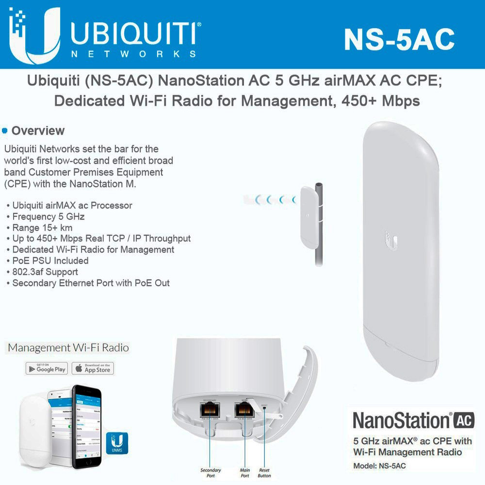 Ubiquiti NS-5AC 5GHz NanoStation 5AC ROW - Vestabond