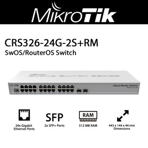 Mikrotik CRS326-24G-2S+RM Cloud Router Switch,w/ RouterOS L5, 1U , RM (CRS326-24G-2S+RM)