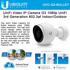 Ubiquiti UVC-G3-Bullet UniFi G3 Series 1080p Outdoor Bullet Camera (UVC-G3-Bullet)
