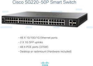 Cisco SG220-50P 50-Port Gigabit PoE Smart Plus Switch (SG220-50P-K9-NA)