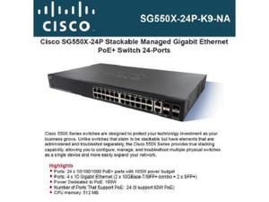 Cisco SG550X SG550X-24P 24 Port Gigabit Managed Switch Layer 3 (SG550X-24P-K9-NA)