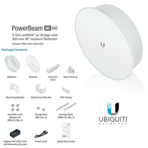 Ubiquiti PBE-5AC-300-ISO-2PK PowerBeam 5GHz AC 300mm RF Isolated Reflector(2-PACK) (PBE-5AC-300-ISO-2PK)