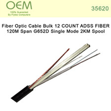 Fiber Optic Cable Bulk 12 COUNT ADSS FIBER 120M Span G652D Single Mode 2KM Spool (35620)