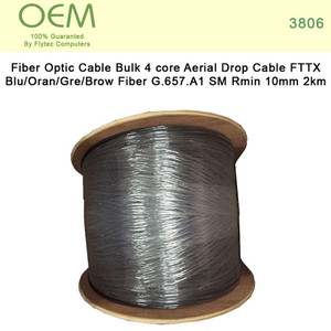 Fiber Optic Cable Bulk 4 core Aerial Drop Cable FTTX Blu/Oran/Gre/Brow Fiber G.657.A1 SM Rmin 10mm 2km (3806)