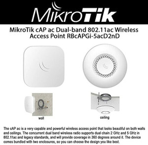 MikroTik RBcAPGi-5acD2nD Dual-Band Wireless Access Point 2.4/5GHz 802.11ac with Two Gigabit Ethernet Ports