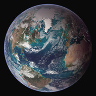 Full View Of Earth Showing Land Surface Polar Sea Ice & Chlorophyll