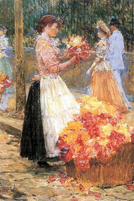 Woman Sells Flowers by Hassam