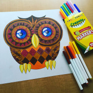 Emoji One COLORING Wall Graphic: Square Owl
