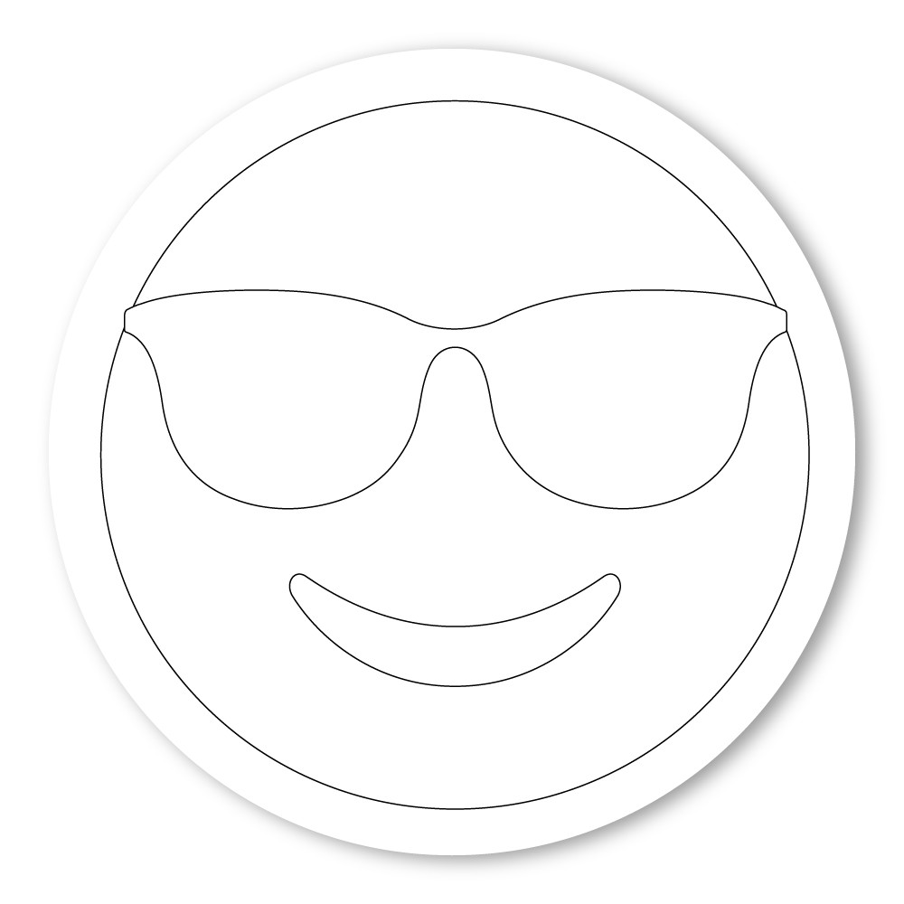 Emoji One COLORING Wall Graphic: Circle Smiling Face With Sunglasses -  Walls 360
