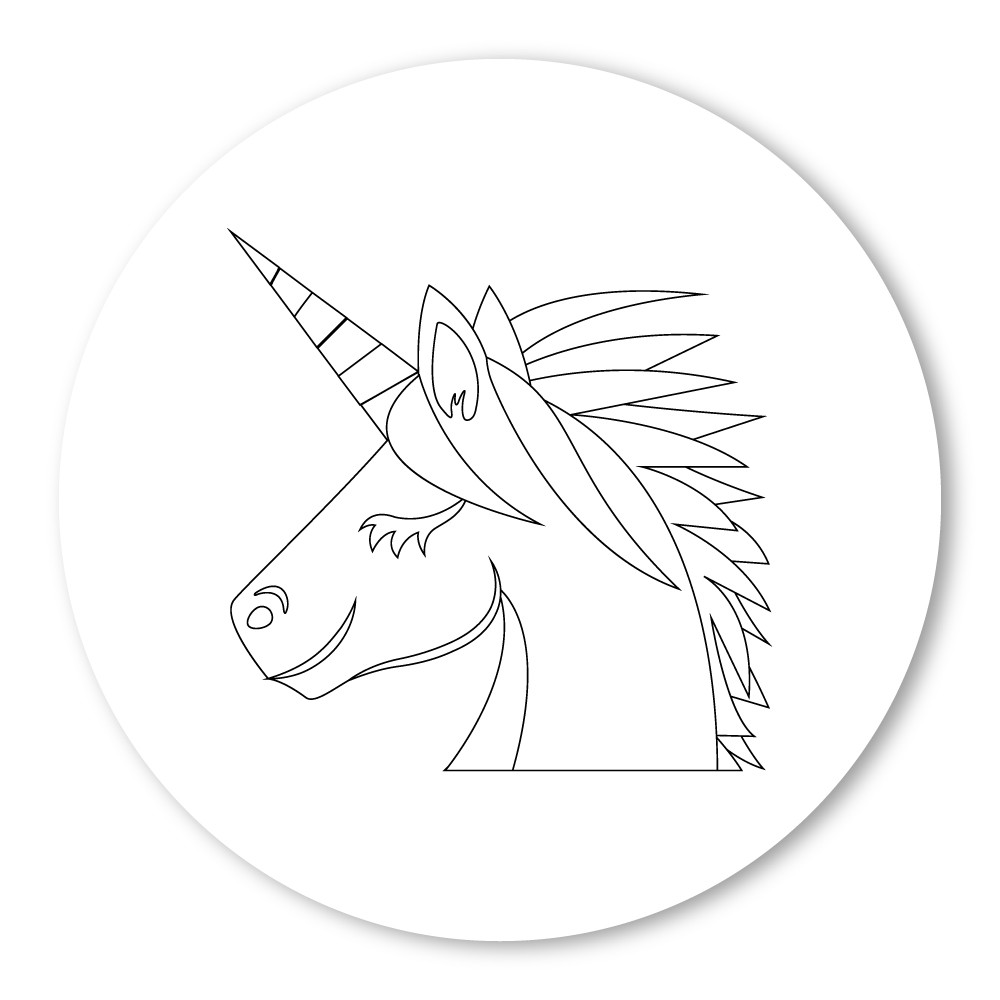 Emoji One Coloring Wall Graphic Circle Unicorn Face Walls 360