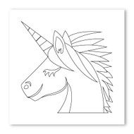 Emoji One COLORING Wall Graphic: Square Unicorn Face