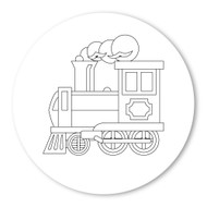 Emoji One COLORING Wall Graphic: Circle Steam Locomotive