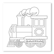 Emoji One COLORING Wall Graphic: Square Steam Locomotive