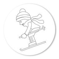 Emoji One COLORING Wall Graphic: Circle Skier