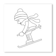 Emoji One COLORING Wall Graphic: Square Skier