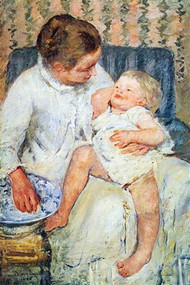 Mother Washing The Tired Child by Mary Cassatt