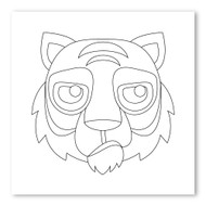 Emoji One COLORING Wall Graphic: Square Tiger Face
