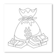 Emoji One COLORING Wall Graphic: Square Money Bag