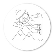 Emoji One COLORING Wall Graphic: Circle Snowboarder
