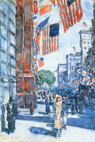 Flags Fifth Avenue by Hassam