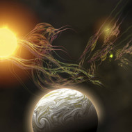 A Huge Sun Radiates Solar Flares Toward A Nearby Planet