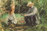 Eugene Manet and His Daughter in the Garden by Monet